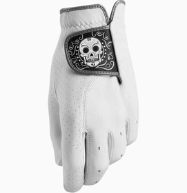 Resim Día de los Muertos Tour Preferred Premium Deri Tasarım Golf Eldiveni - Beyaz / Sol / L 