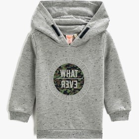 Resim Erkek Bebek Baskılı Kapüşonlu Sweatshirt 