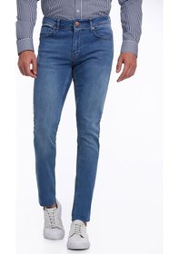 Resim Hatemoğlu Mavi Slim Fit Düşük Bel Düz Paça Basic Kot Pantolon Mavi 