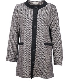 Resim Gala-xi Minimalist Herringbone Desen Midi Uzun Kol Kadın Hırka - Siyah / 44 