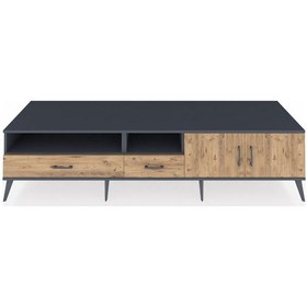 Resim Kronos Tv Ünitesi 3 Raflı 2 Çekmeceli 2 Kapaklı 220x59x51 Antrasit-çam Atlas Çam/atlas Çam - Antrasıt 