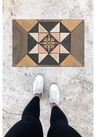 Resim Dijital Baskı Antrasit Mozaik Desen Kapı Önü Paspası K-1079 