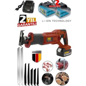 Resim Staxx Power 10 Pilli Lityum Profesyonel Seri Tuğla Beton Gaz Kesme Tilki Kuyruğu Testeresi 7 Bıçak Hediye 