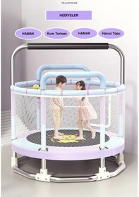 Resim CKSpor 150 Cm 60 Inç Güvenlik Fileli Büyük Boy Çocuk Trambolini Ekstra Hediyeli Trambolin CKS68 