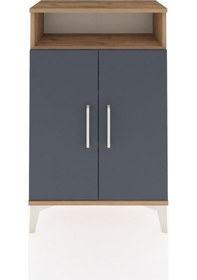 Resim Arges Komodin 3 Raflı 2 Kapaklı 60x30x96 Çam-antrasit Çam 