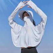 Resim Kadınların Kısa Kollu Buz Hissi Güneş Koruma Bisiklet Ceketi, Yaz Uzun Kollu, Polyester, Güneş Şapkası, Tüy Olmadan, Örgü, Esneklik, Kapüşonlu, Dış Mekan, Bisiklet, Binicilik İçin 