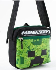 Resim Trg Polo Mineecraft Creeper Çocuk Omuz Çantası 3 Bölmeli Su Geçirmez Kumaş 21 16 6 Cm Siyah - Yeşil 