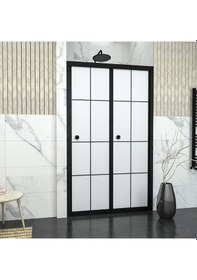 Resim Tekno Duş Black Corina Karolajlı Tam Kumlamalı Cam Akordion Duşakabin Beyaz 