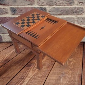 Resim Bengi Ticaret Orta Sehpa Satranç-Tavla Küçük Kayın Lükens Aslan Ayak El Yapım Yakarak Nakış Kutuda Sevk El Yapım 