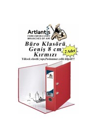 Resim Büro Klasörü Kırmızı Geniş 2 Adet Plastik Geniş Kırmızı Klasör Halkalı Paslanmaz Çelik Klipsli 2 Adet 