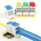 Resim 1 adet UKK80A Çok Fonksiyonlu Bağlantı Kutusu - 1 Giriş, Birden Fazla Çıkış, Kolay Renk Kodlu Konnektörler (Mavi, Sarı, Yeşil, Kırmızı), Güç Hatları için Bakır Elektrik Dağıtım Kutusu, Elektrik Bağlantı Kutusu 