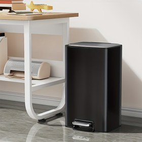 Resim 16/20L Büyük Kapasiteli Mutfak Çöp Kutusu, Modern Siyah Paslanmaz Çelik Pedal Çöp Kutusu Kapaklı, Ev, Ofis ve Kamu Alanları İçin İdeal, Temizlemesi Kolay, Çıkarılabilir İç Kova ile, 4.23/5.28 ABD Galonu, Herhangi Bir Ortam İçin Mükemmel, Ofis Çöp Kutusu, Kamu Alanı Çöp Kutusu, Şık Çöp Konteyneri, Çağdaş Çöp Kutusu, Dayanıklı Yapı, Yüksek Kaliteli Metal, Çöp Konteyneri, Adım Açma Çöp Kutusu, Ofis Çalışanları, Kamu Tesisleri 