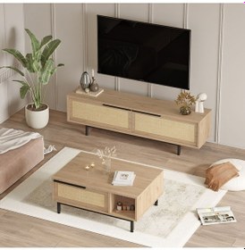 Resim Bohem Tv Ünitesi Orta Sehpa 2'li Set Sepet Boh19-s Kahverengi 