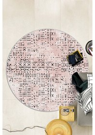 Resim West Home Dijital Baskı Yıkanabilir Kaymaz Taban Yuvarlak Mutfak Halısı Salon Halısı Wh 548 Rose Yuvarlak 