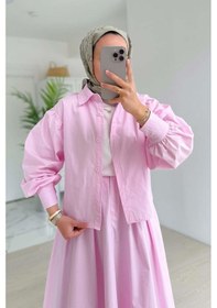 Resim Kahijab Poplin Etek Takım - Pembe Pembe 