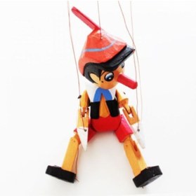 Resim DOĞAL AHŞAP OYUNCAKLAR Unisex Çocuk Renkli Ahşap İpli Kukla Pinokyo Oyuncağı 30 cm 