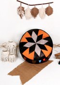 Resim Ottoman Pouffe İskandinav El Yapımı Hakiki Kuzu Derisi Bohem Bahçe Balkon Bungalov Puf Minder 60x30cm(DOLGUSUZ) 