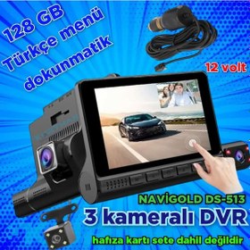 Resim 4inç Dokunmatik 3 Kameralı Araç İçi Dvr 128 Gb 12 Volt 