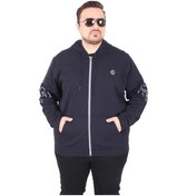 Resim Mocgrande Büyük Beden Kapüşonlu Fermuarlı Sweat Double Face Ossi 25705 Lacıvert Lacivert 