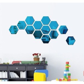 Resim Novahub Mavi 12 Adet 3d Ayna Duvar Sticker Altıgen Çıkartması Ev Dekor Dıy Kendinden Yapışkanlı Ayna Dekor Çıkartmaları Sanat 46-126mm Büyük L 126x110x63mm Mavi Mavi 