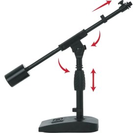 Resim Frameworks Teleskopik Bom Kolu ve 1 kg Sayaç Ağırlıklı Kısa Ağırlıklı Tabanlı Mikrofon Standı; Masaüstü, Kayıt ve Akış (GFW-MIC-0822) Için Ideal 