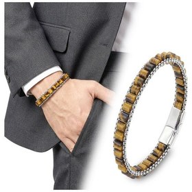Resim Premium Kaplan Gözü Doğal Taşlı Hasır Örgü Zincirli Erkek Çelik Bileklik 31832b28d15 - 21 Cm Gri - Kahverengi 
