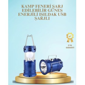 Resim Zero Land Resveq Güneş Enerjili Kızaklı Şarjlı Büyük Boy Kamp Feneri – USB Çıkışlı, Katlanabilir, Çok Fonksiyonlu 