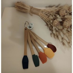 Resim Mini Silikon Spatula ve Fırça Seti, 5 Parça, 20 cm Karışık Renkli, Bambu Saplı Mini Silikon Spatula ve Fırça Seti, 5 Parça, 20 cm Karışık Renkli, Bambu Saplı 