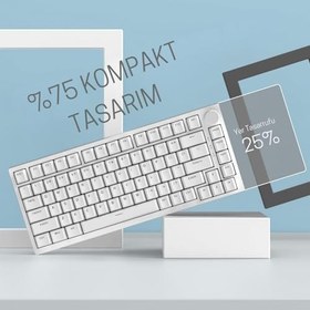 Resim Coverzone Beyaz Işıklı Hot Swap Kablolu Mekanik Oyun Klavyesi | Ajazz AK820 Beyaz - Mavi Switch 