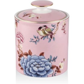 Resim Lamedore 1LIN-CA014L Kavanoz Floral Pink Large Canister With Lid 12,5x16,5 cm 