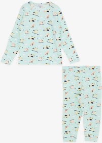 Resim Macawı Breeze Kız Çocuk Pijama Takımı Renkli Helikopter Desenli 1.5-5 Yaş, Su Yeşili-su Yeşili Su Yeşili 