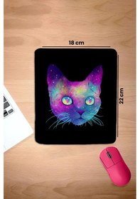 Resim Sonictouch Bilek Destekli Kedili Siyah Dikdörtgen Pürüzsüz Yüzey Dikişsiz Mouse Pad 18x22cm Mousepad 