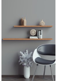 Resim Yankı-BYEG 2li 80 cm 60 cm Safir Meşe Mdf Duvar Rafı Kitaplık 