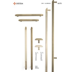 Resim System 9476 Zamak/alüminyum T Kulp Gold Renk 7 cm 