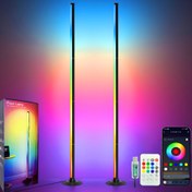 Resim Akıllı LED Zemin Lambası RGBICB Hafif Modern Minimalist Arka Işık ile Çift Kontrol uygulaması/uzaktan | Ev Ofisi Dekoratif Yatak Lambası Oyun Odası, Çalışma, Tatil Doğum Günü Hediyesi, Cadılar Bayramı Noel Süslemesi 