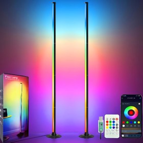 Resim Akıllı LED Zemin Lambası RGBICB Hafif Modern Minimalist Arka Işık ile Çift Kontrol uygulaması/uzaktan | Ev Ofisi Dekoratif Yatak Lambası Oyun Odası, Çalışma, Tatil Doğum Günü Hediyesi, Cadılar Bayramı Noel Süslemesi 