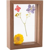 Resim Xiyyadms "ahşap Çerçeveli Kurutulmuş Çiçek Ve Yaprak Dekoratif Tablo - Çift Taraflı Cam" Ahşap Rengi Çok Renkli 