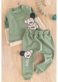 Resim Ayıcık Figürlü 2'li Erkek Bebek Takım Yeşil 