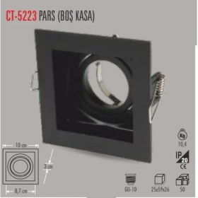 Resim Cata Ct-5223 Pars Kare Siyah Spot(Boş Kasa) 
