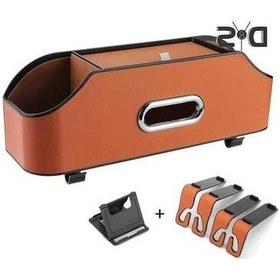 Resim Novahub Bej Araba Koltuğu Sırt Çantası - 3 Fonksiyonlu Depolama Organizatör - Bardak & Kağıt Havlu Kutusu - Torpido Aksesuar Seti Bej 