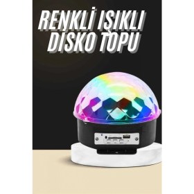 Resim LED Işık Disko Topu Bluetooth Hoparlörlü USB Müzik Çalar Kumandalı 
