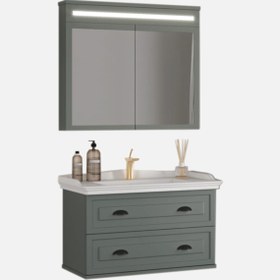Resim Gold Banyo Bianca Aynalı 80 cm Takım Banyo Dolabı Antrasit 