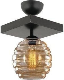 Resim Lambadar Modern Bal Camlı Model Tekli Kare Plafonyer Avize Salon Mutfak Yatak Odası Hol Siyah1Kare Tek Ebat 30 X 30 3551-1Blkkare-2046B62 