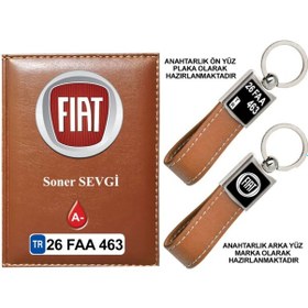 Resim Plakanıza Özel Fıat Logolu Taba Ruhsat Kabı Ve Anahtarlık 