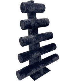 Resim Bileklik Ve Takı Standı 5 Kademeli Siyah Süet 