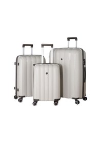Resim Mçs 3lü Set Kırılmaz Silikon Seyahat Valizi Bavulu V305 Kemik/acıkahve Bej 