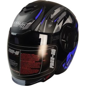 Resim Motoanl Motosiklet Yarım Kask Double Güneş Vizörlü Siyah Ece Sertifikalı Abs Material Motor Kaskı Blue Arrow 