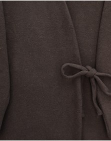 Resim MODAQU Yandan İp Bağlamalı Kaşe Kimono - Kahverengi 