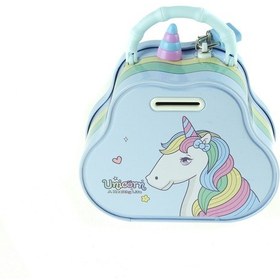 Resim Kumbara Metal Unicorn Desenli Kilitli Kumbara Mixoyuncak 