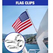 Resim 4 Adet Dayanıklı Paslanmaz Çelik Bayrak Direği Klipleri, Ayarlanabilir 1.91-3.05 cm Çap, Karabin Klipsi, Bot, Yat, Kamyon, ATV, Bahçe, Ev - Metal Bayrak Direği Yüzüğü, Elektrik veya Batarya Gerekmez 